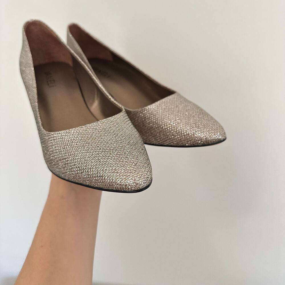 VANEli Metallic Glitter Slip-On Pointed Toe Heels Pumps Gold 9 - Picture 5 of 8